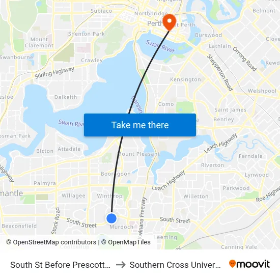 South St Before Prescott Dr to Southern Cross University map