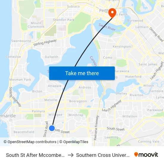South St After Mccombe Av to Southern Cross University map