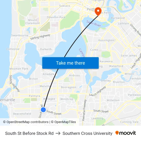 South St Before Stock Rd to Southern Cross University map