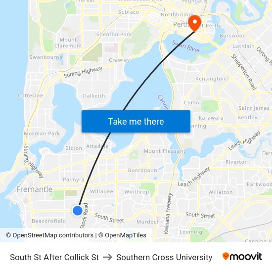 South St After Collick St to Southern Cross University map