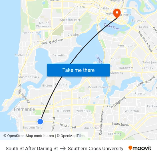 South St After Darling St to Southern Cross University map