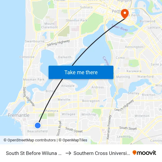 South St Before Wiluna Av to Southern Cross University map