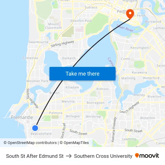 South St After Edmund St to Southern Cross University map