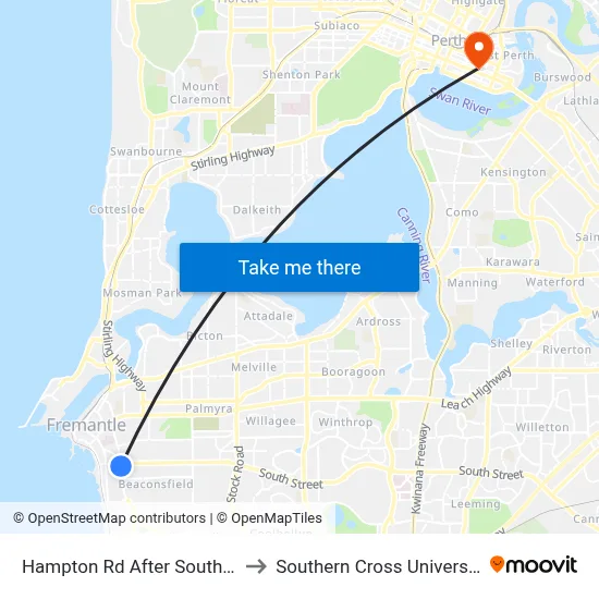 Hampton Rd After South St to Southern Cross University map