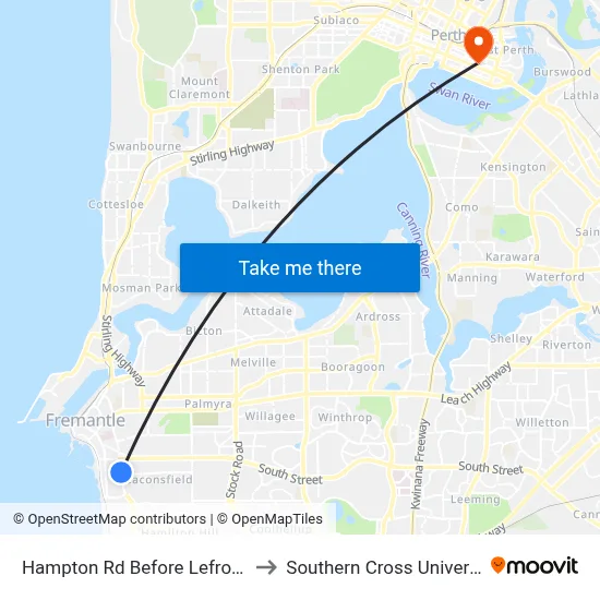 Hampton Rd Before Lefroy Rd to Southern Cross University map