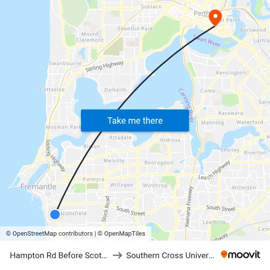 Hampton Rd Before Scott St to Southern Cross University map