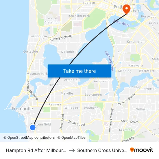 Hampton Rd After Milbourne St to Southern Cross University map