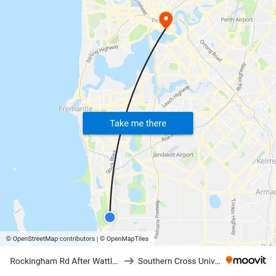 Rockingham Rd After Wattleup Rd to Southern Cross University map