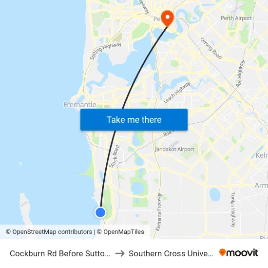 Cockburn Rd Before Sutton Rd to Southern Cross University map