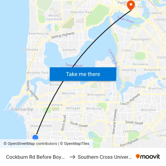 Cockburn Rd Before Boyd Cr to Southern Cross University map