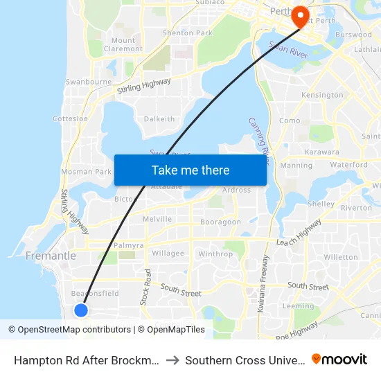 Hampton Rd After Brockman Pl to Southern Cross University map