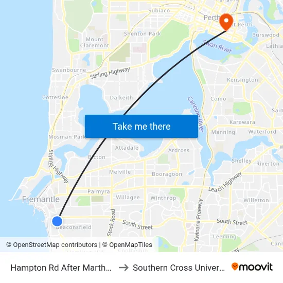 Hampton Rd After Martha St to Southern Cross University map
