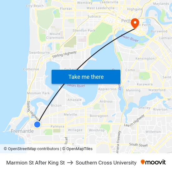Marmion St After King St to Southern Cross University map