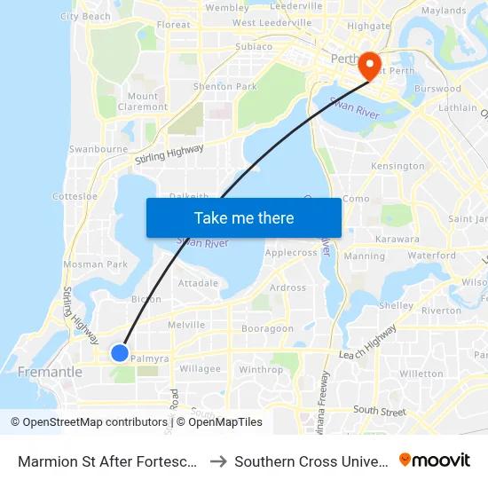 Marmion St After Fortescue St to Southern Cross University map