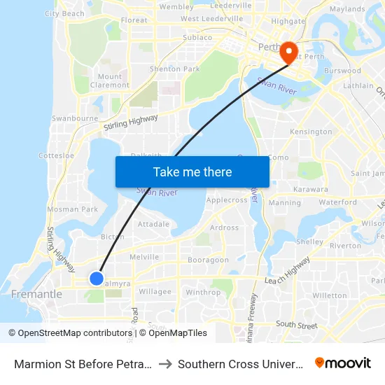 Marmion St Before Petra St to Southern Cross University map