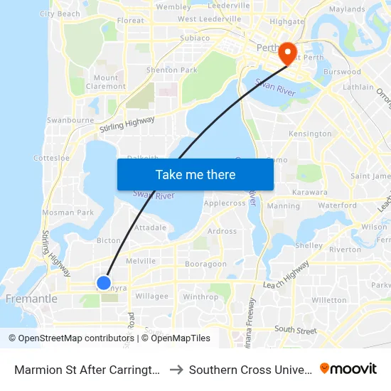 Marmion St After Carrington St to Southern Cross University map