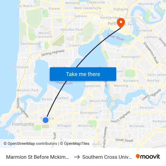 Marmion St Before Mckimmie Rd to Southern Cross University map