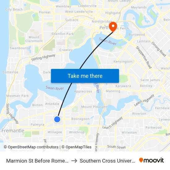 Marmion St Before Rome Rd to Southern Cross University map
