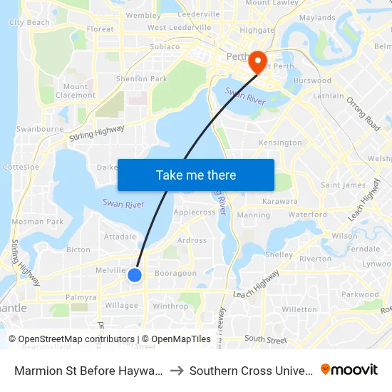 Marmion St Before Hayward St to Southern Cross University map