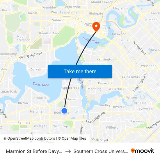 Marmion St Before Davy St to Southern Cross University map