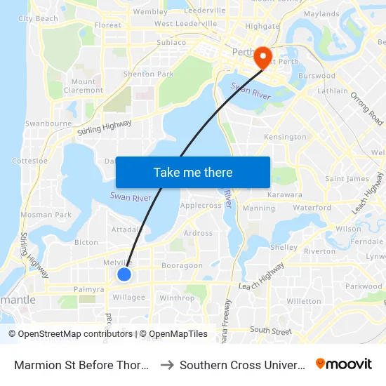 Marmion St Before Thorn St to Southern Cross University map