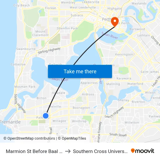 Marmion St Before Baal St to Southern Cross University map