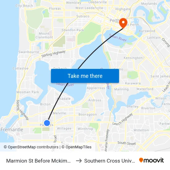Marmion St Before Mckimmie Rd to Southern Cross University map