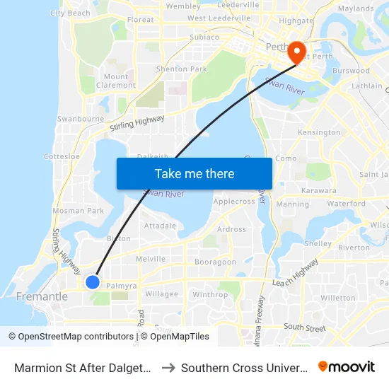 Marmion St After Dalgety St to Southern Cross University map