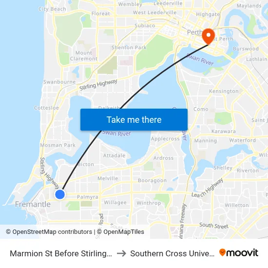 Marmion St Before Stirling Hwy to Southern Cross University map