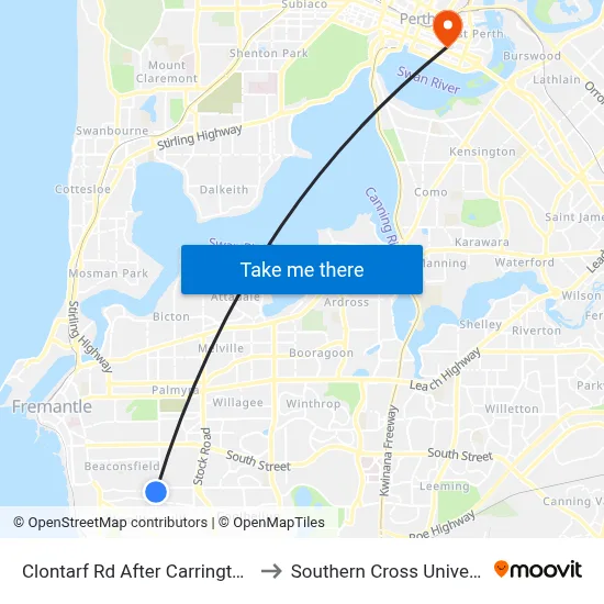 Clontarf Rd After Carrington St to Southern Cross University map
