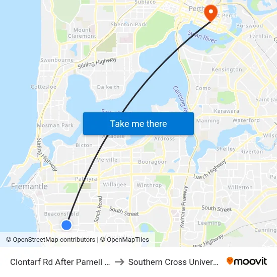 Clontarf Rd After Parnell Rd to Southern Cross University map
