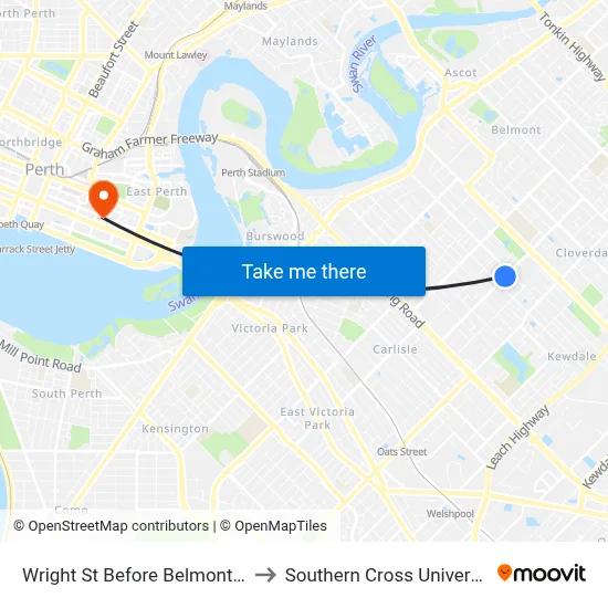 Wright St Before Belmont Av to Southern Cross University map