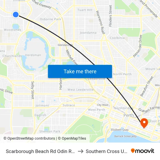 Scarborough Beach Rd Odin Road Cat Id 7 to Southern Cross University map