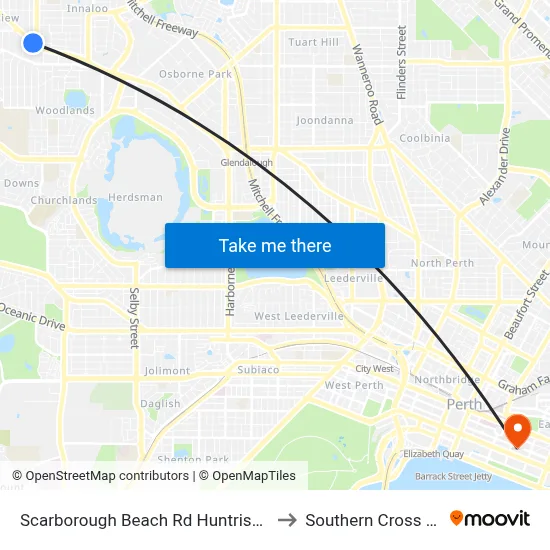 Scarborough Beach Rd Huntriss Road Cat Id 10 to Southern Cross University map
