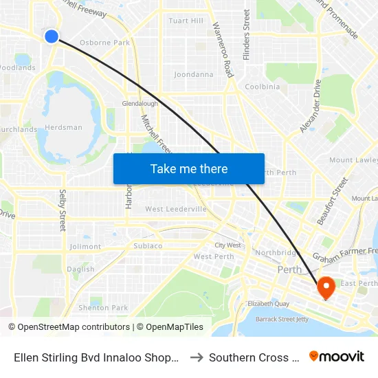 Ellen Stirling Bvd Innaloo Shopping Ctr Cat Id 4 to Southern Cross University map