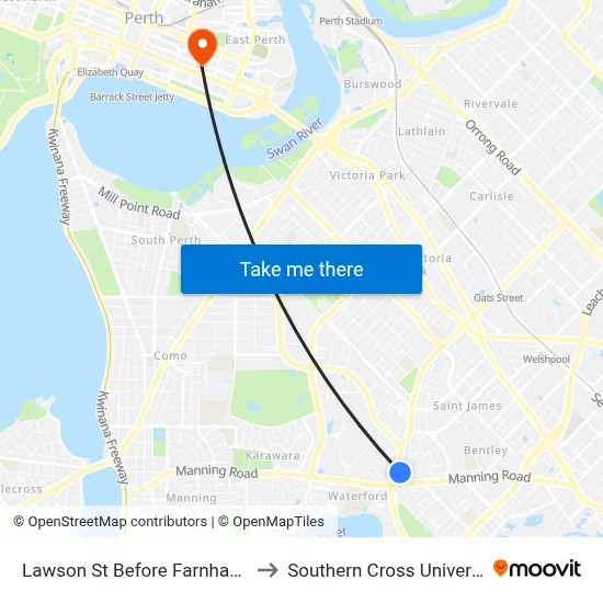 Lawson St Before Farnham St to Southern Cross University map
