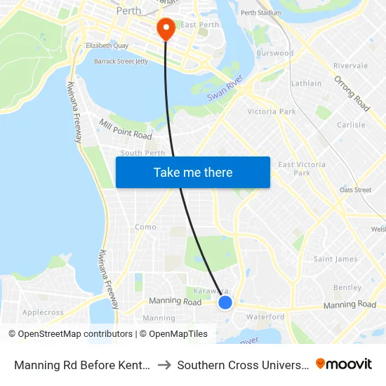 Manning Rd Before Kent St to Southern Cross University map