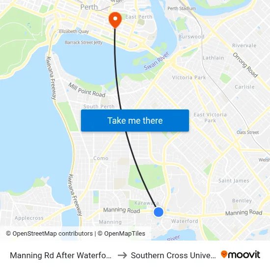 Manning Rd After Waterford Av to Southern Cross University map