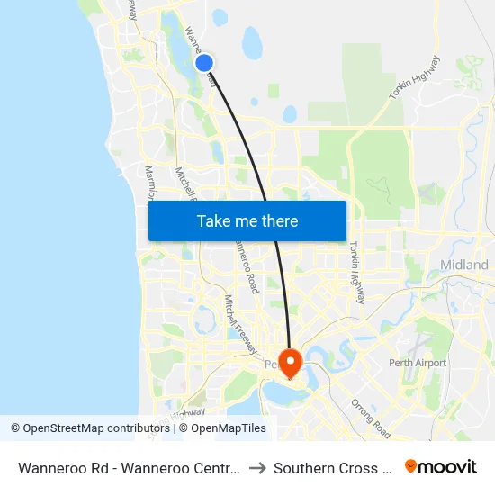 Wanneroo Rd - Wanneroo Central Shopping Ctr to Southern Cross University map
