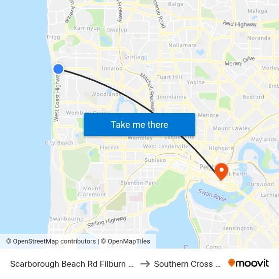 Scarborough Beach Rd Filburn Street Cat Id 21 to Southern Cross University map