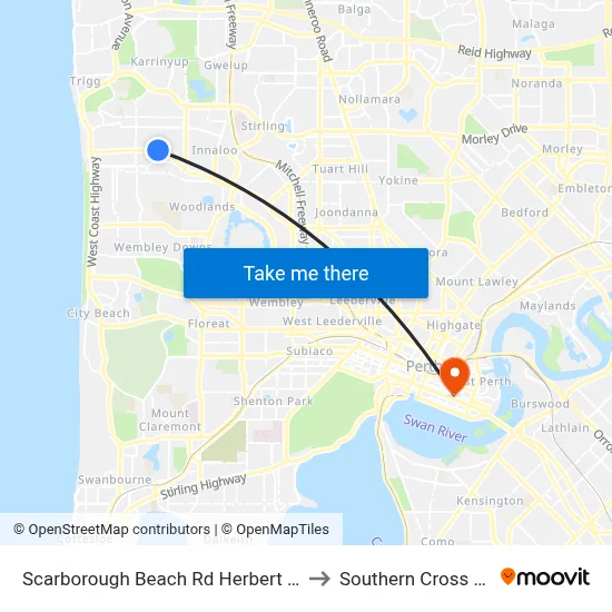 Scarborough Beach Rd Herbert Street Cat Id 27 to Southern Cross University map