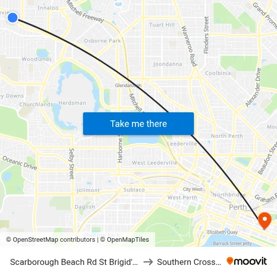 Scarborough Beach Rd St Brigid's Terrace Cat Id 29 to Southern Cross University map