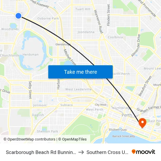 Scarborough Beach Rd Bunnings Cat Id 34 to Southern Cross University map