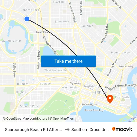 Scarborough Beach Rd After Hutton St to Southern Cross University map