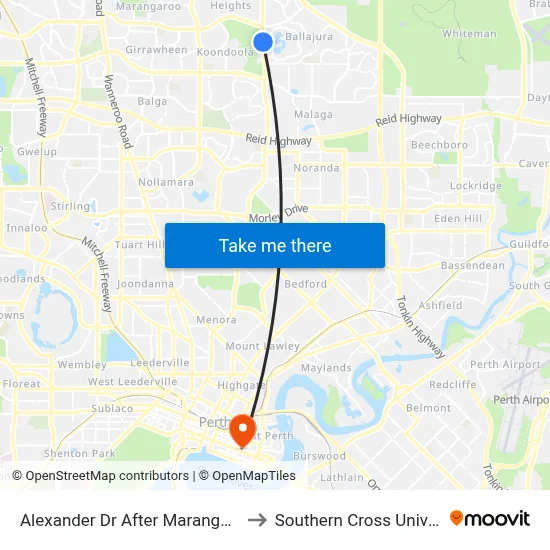 Alexander Dr After Marangaroo Dr to Southern Cross University map
