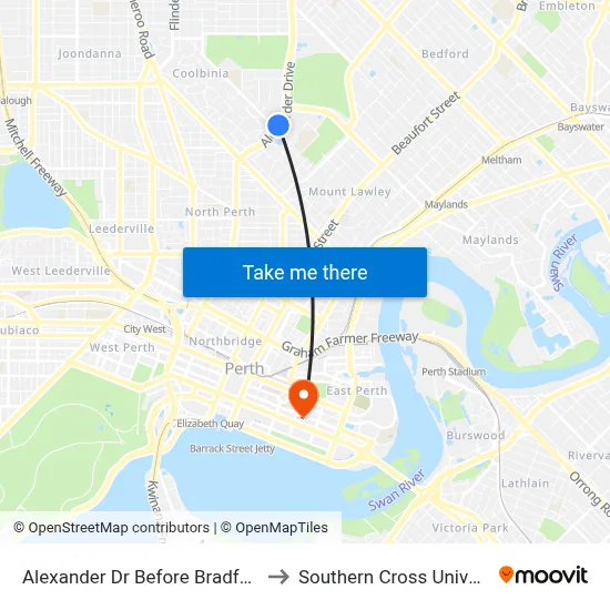 Alexander Dr Before Bradford St to Southern Cross University map