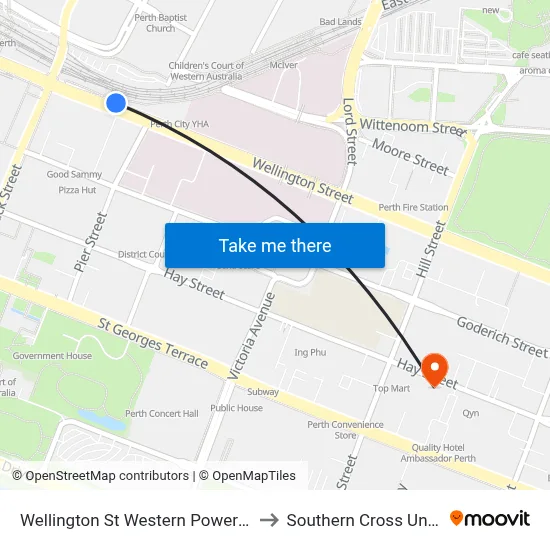 Wellington St Western Power Cat Id 68 to Southern Cross University map