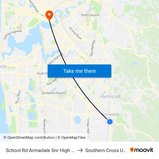 School Rd Armadale Snr High Sch Stand 2 to Southern Cross University map