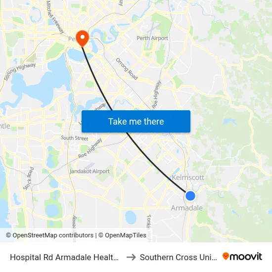 Hospital Rd Armadale Health Service to Southern Cross University map