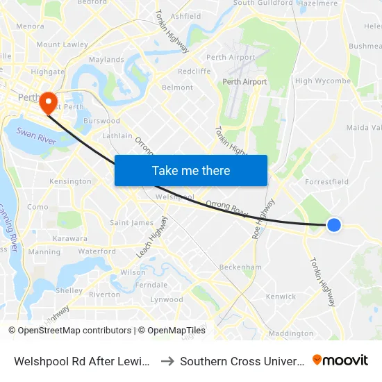 Welshpool Rd After Lewis Rd to Southern Cross University map